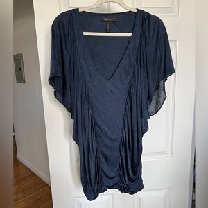 BCBGMaxAzria Y2K Navy Blue Draped V-Neck Tunic